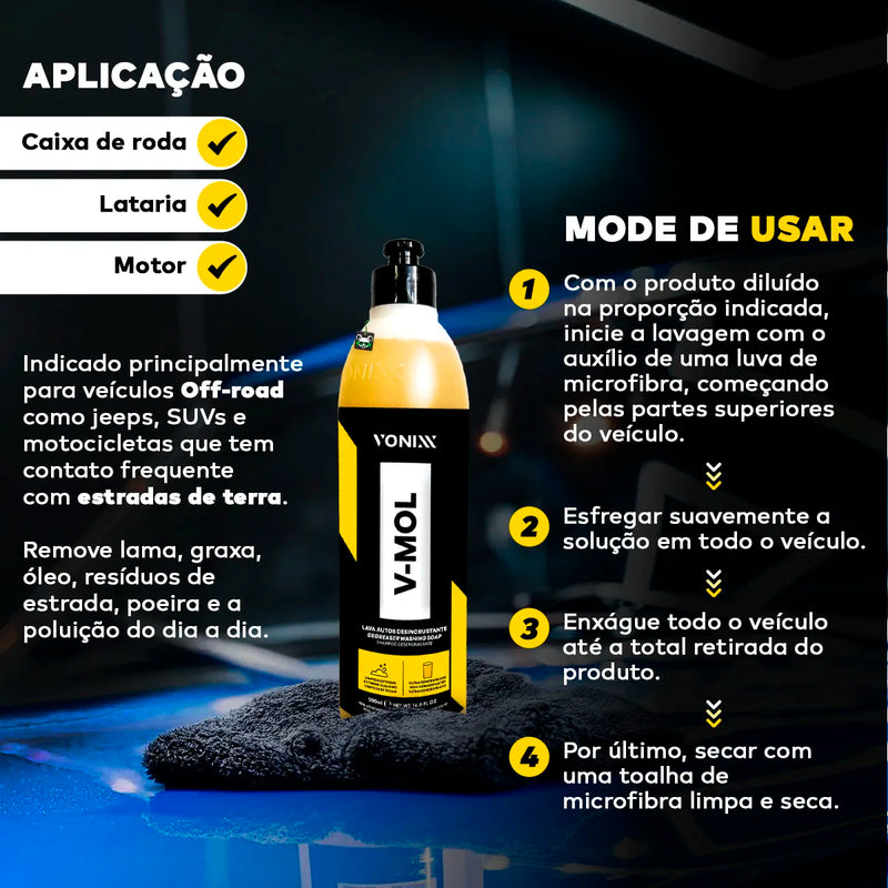 Shampoo Automotivo Lava Pesada Vmol 500ml Vonixx – Limpeza Profunda e Proteção para Seu Veículo